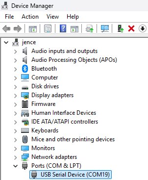 Screenshot showing the Windows Device Manager with the "USB to UART module (COM19)" successfully listed under "Ports (COM & LPT)".